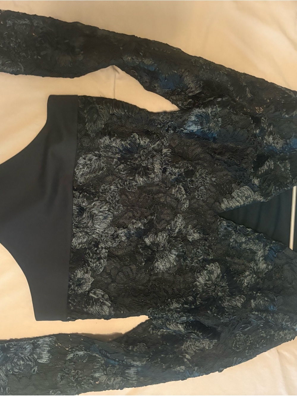 Express Black Floral Lace Long-Sleeve Top